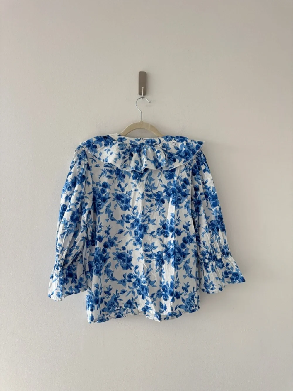 MILLIE Blue Floral Cotton Blouse S - Picture 5 of 5